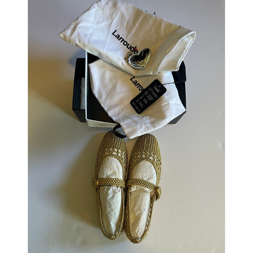 Larroude Women's Metallic Verona Macrame Ballet Flats 11 Luxury NEW - Picture 5 of 7
